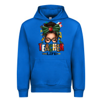 Cobalt teacher life afro messy bun Urban Hoodie - texasbilliewilder