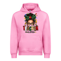 Fuchsia Pink teacher life afro messy bun Urban Hoodie - texasbilliewilder