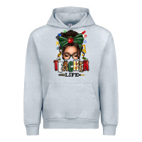 Heather Grey teacher life afro messy bun Urban Hoodie - texasbilliewilder