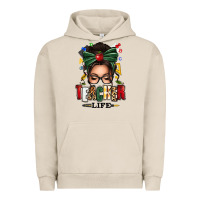 Pigment French Oak teacher life afro messy bun Urban Hoodie - texasbilliewilder