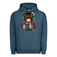 Pigment Midnight Navy teacher life afro messy bun Urban Hoodie - texasbilliewilder