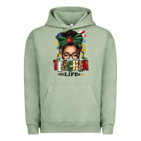 Pigment Oil Green teacher life afro messy bun Urban Hoodie - texasbilliewilder