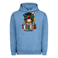 Pigment Pebble Blue teacher life afro messy bun Urban Hoodie - texasbilliewilder