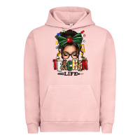 Pigment Salmon teacher life afro messy bun Urban Hoodie - texasbilliewilder