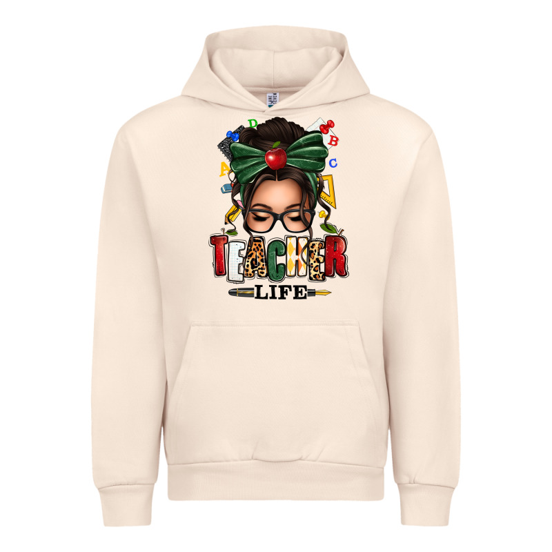 Teacher Life Afro Messy Bun Urban Hoodie by texasbilliewilder | Teevron