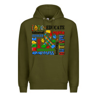 Army Green autism awareness typography Premium Hoodie - Artiststas