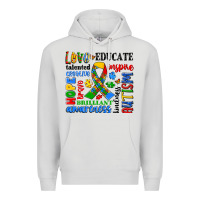 Dove Grey autism awareness typography Premium Hoodie - Artiststas