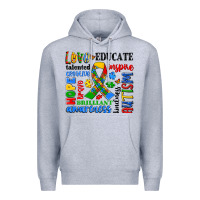 Heather Grey autism awareness typography Premium Hoodie - Artiststas