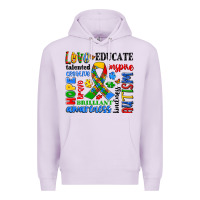 Lilac autism awareness typography Premium Hoodie - Artiststas