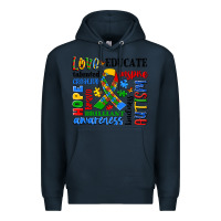 Navy autism awareness typography Premium Hoodie - Artiststas