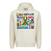 Oatmeal Heather autism awareness typography Premium Hoodie - Artiststas