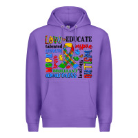 Purple autism awareness typography Premium Hoodie - Artiststas