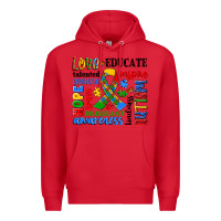 Red autism awareness typography Premium Hoodie - Artiststas