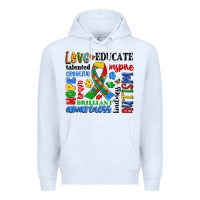 White autism awareness typography Premium Hoodie - Artiststas