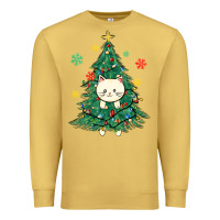 Antique Gold christmas tree cat Premium Sweatshirt - MaliasSmallBusiness