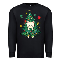 Black christmas tree cat Premium Sweatshirt - MaliasSmallBusiness