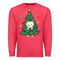 Cardinal christmas tree cat Premium Sweatshirt - MaliasSmallBusiness