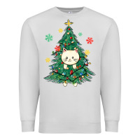 Dove Grey christmas tree cat Premium Sweatshirt - MaliasSmallBusiness