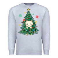 Heather Grey christmas tree cat Premium Sweatshirt - MaliasSmallBusiness