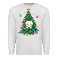 Oatmeal Heather christmas tree cat Premium Sweatshirt - MaliasSmallBusiness