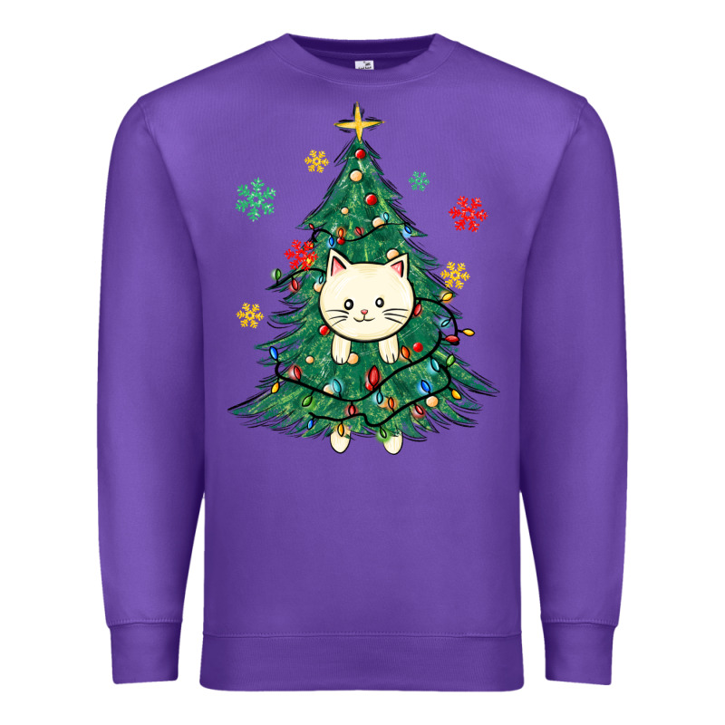 Christmas Tree Cat Premium Sweatshirt by MaliasSmallBusiness | Teevron