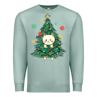 Seafoam christmas tree cat Premium Sweatshirt - MaliasSmallBusiness