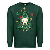 Sports Green christmas tree cat Premium Sweatshirt - MaliasSmallBusiness