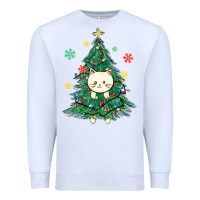 White christmas tree cat Premium Sweatshirt - MaliasSmallBusiness