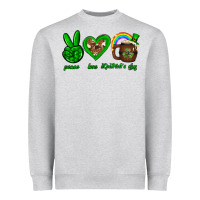 Heather Grey Peace love luck St. Patrick's Day Heavyweight Sweatshirt - Neo Western