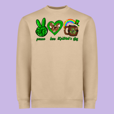Peace Love Luck St. Patrick's Day Heavyweight Sweatshirt Designed By Neo Western