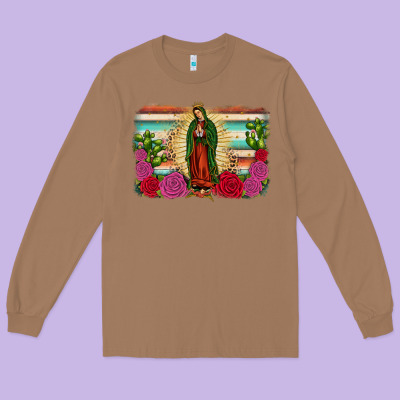 Western Our Lady Of Guadalupe Long Sleeve Tee Designed By Jahusdesignshop