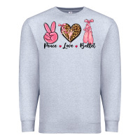 Heather Grey peace love ballet Premium Sweatshirt - NancyCooperArtShop