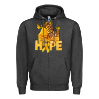 Charcoal Heather hope yellowribbonchildhood cancer nails Zipper Hoodie - NancyCooperArtShop