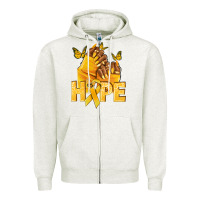 Oatmeal Heather hope yellowribbonchildhood cancer nails Zipper Hoodie - NancyCooperArtShop
