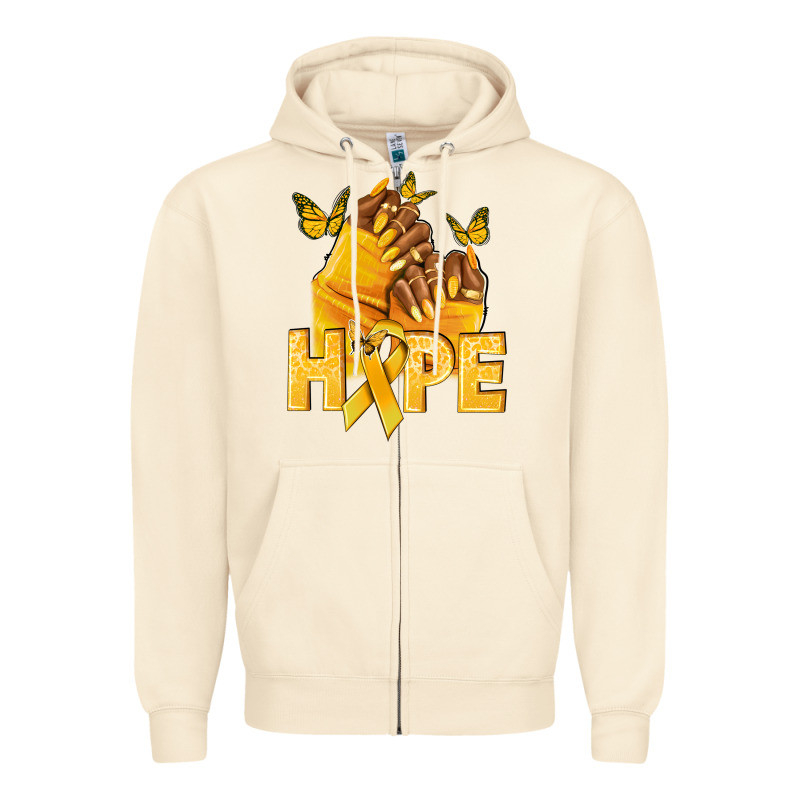 Hope Yellowribbonchildhood Cancer Nails Zipper Hoodie by NancyCooperArtShop | Teevron
