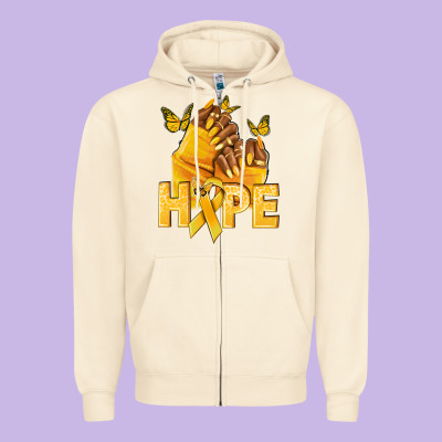 Hope Yellowribbonchildhood Cancer Nails Zipper Hoodie Designed By Nancycooperartshop