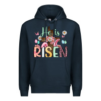 Navy he is risen Premium Hoodie - Artiststas
