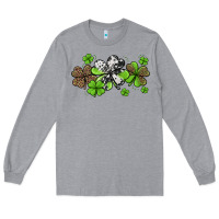 Heather Grey Western Cowhide Leopard Glitter Shamrocks Long Sleeve Tee - Jasminsmagicworld