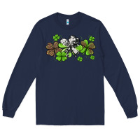Navy Western Cowhide Leopard Glitter Shamrocks Long Sleeve Tee - Jasminsmagicworld