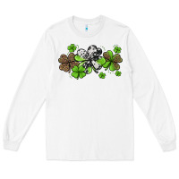 White Western Cowhide Leopard Glitter Shamrocks Long Sleeve Tee - Jasminsmagicworld