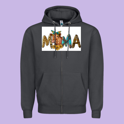 Western Cow Red Angus Mama Zipper Hoodie Designed By Lillyallendesigns