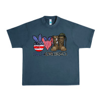 Midnight Navy peace love america Urban Heavy Tee - CowhideDigitalArt