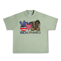Oil Green peace love america Urban Heavy Tee - CowhideDigitalArt