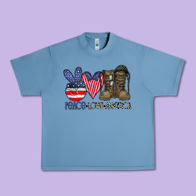 Peace Love America Urban Heavy Tee Designed By Cowhidedigitalart