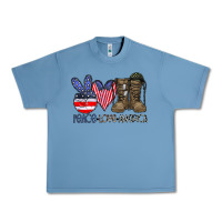 Pebble Blue peace love america Urban Heavy Tee - CowhideDigitalArt