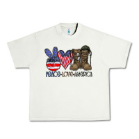 Pistachio peace love america Urban Heavy Tee - CowhideDigitalArt