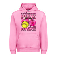 Fuchsia Pink In October We Wear Pink and Watch Softball Urban Hoodie - texasbilliewilder