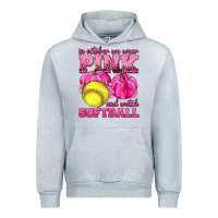 Heather Grey In October We Wear Pink and Watch Softball Urban Hoodie - texasbilliewilder