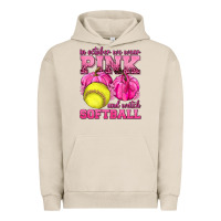 Pigment French Oak In October We Wear Pink and Watch Softball Urban Hoodie - texasbilliewilder