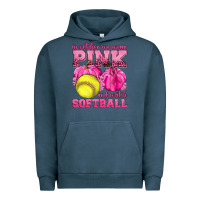 Pigment Midnight Navy In October We Wear Pink and Watch Softball Urban Hoodie - texasbilliewilder
